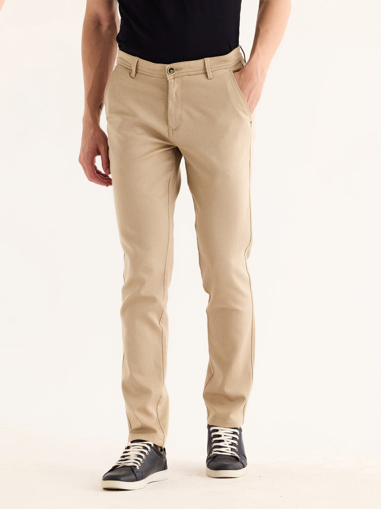 Cream Stretch Slim Fit Trouser