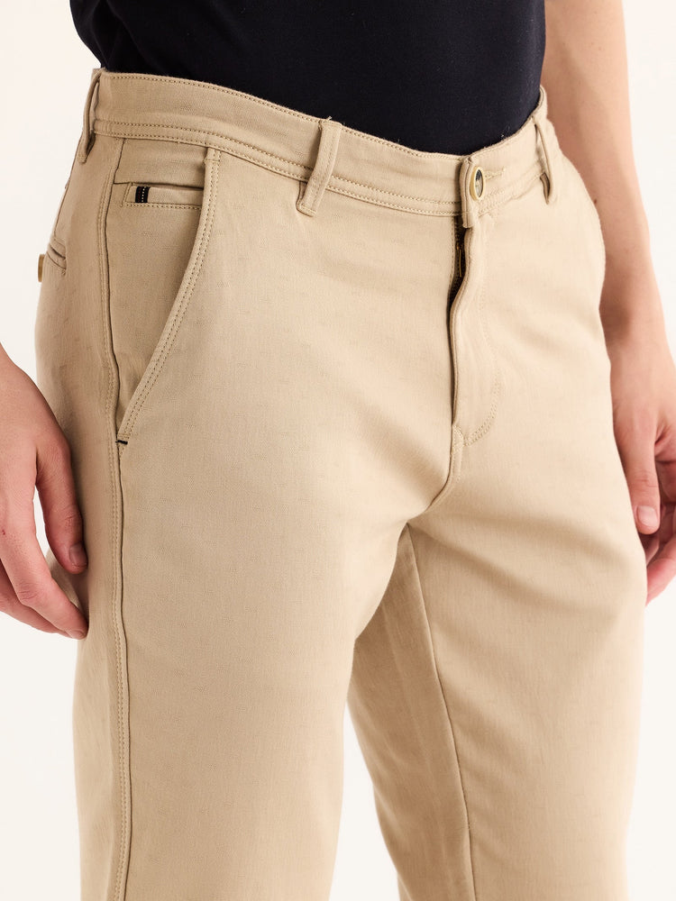 Cream Stretch Slim Fit Trouser