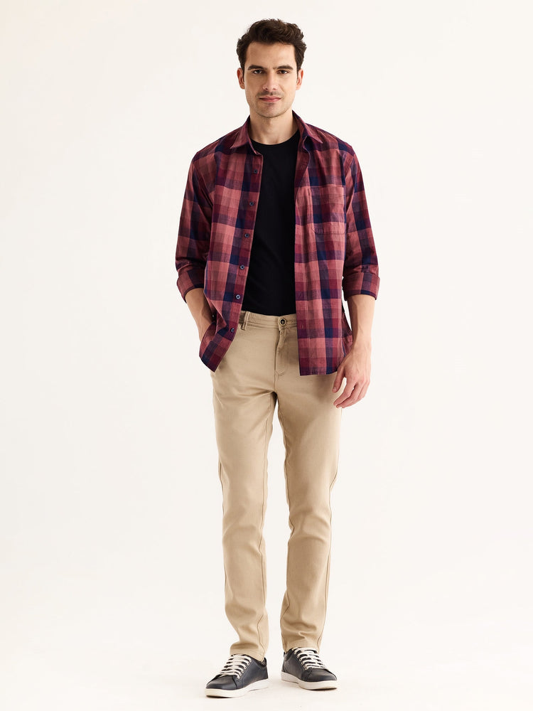 Cream Stretch Slim Fit Trouser