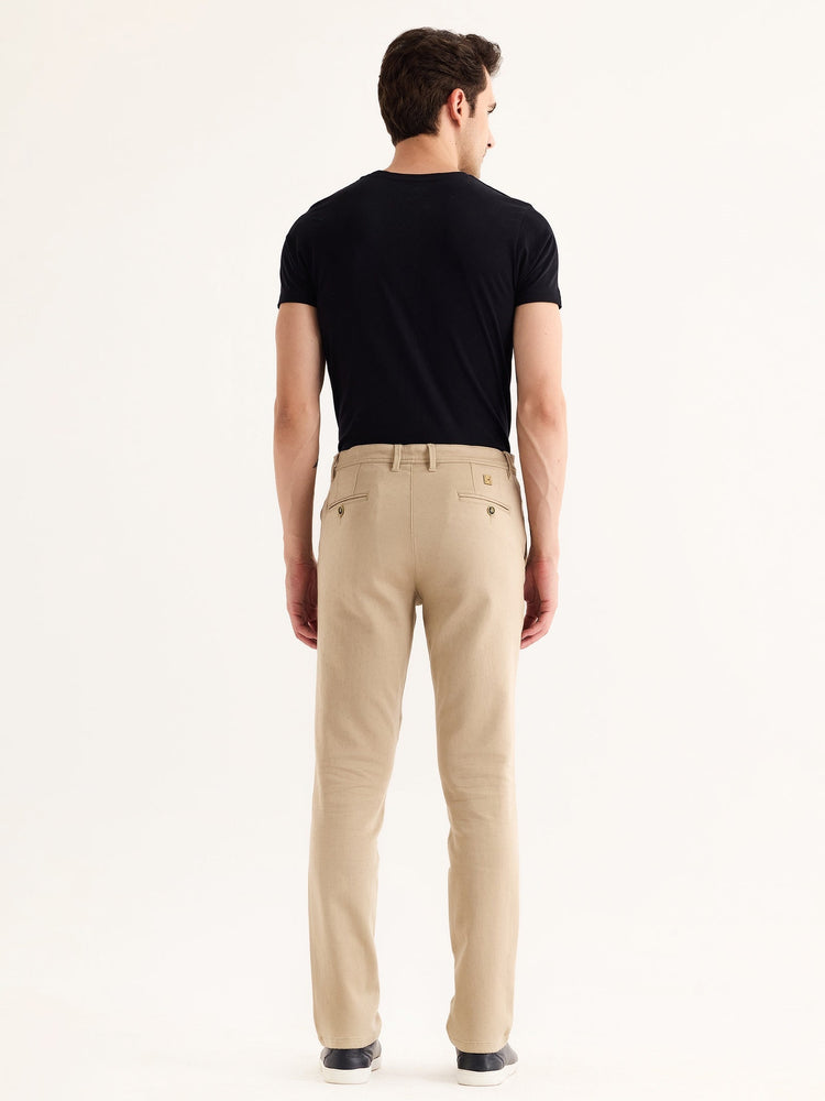 Cream Stretch Slim Fit Trouser