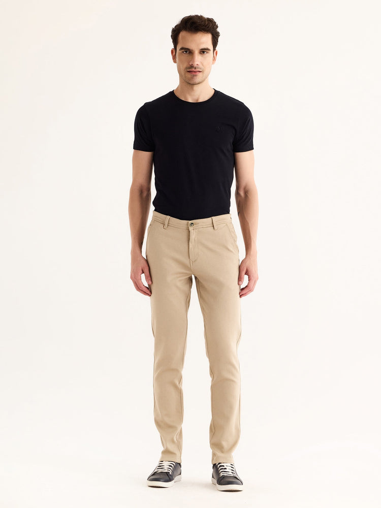 Cream Stretch Slim Fit Trouser