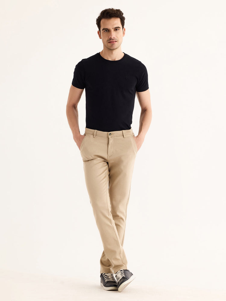 Cream Stretch Slim Fit Trouser