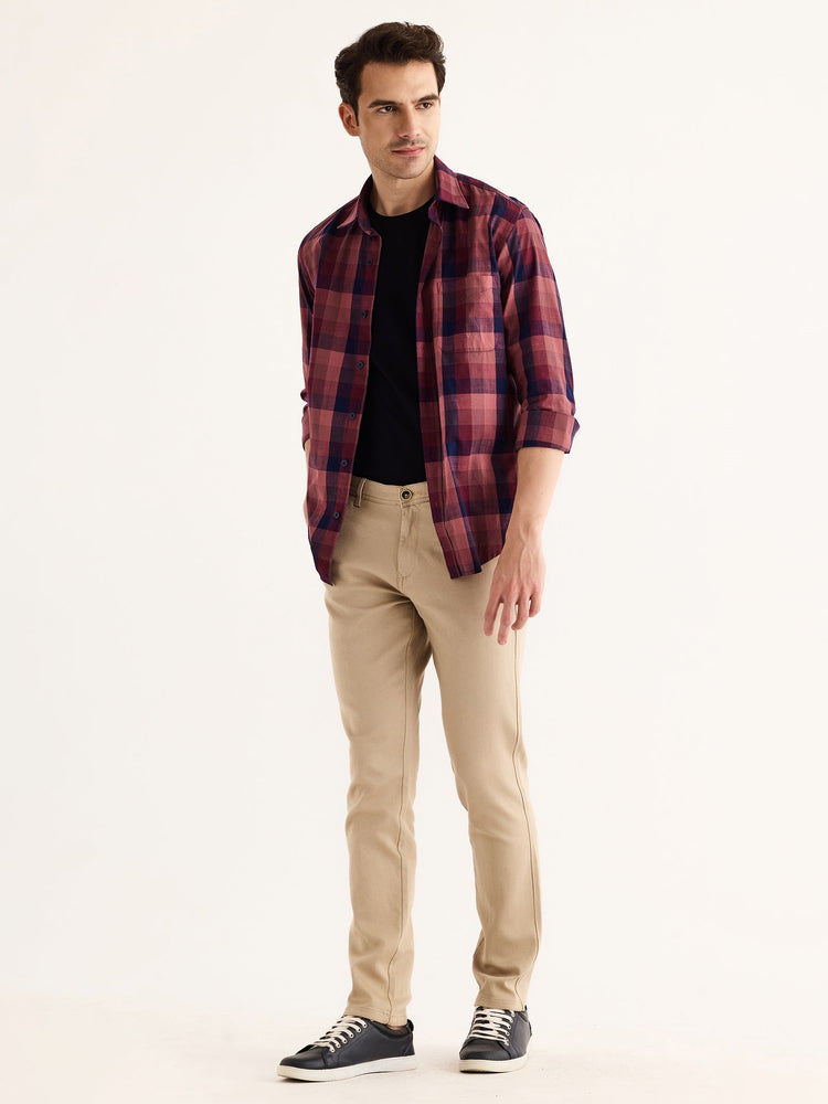 Cream Stretch Slim Fit Trouser