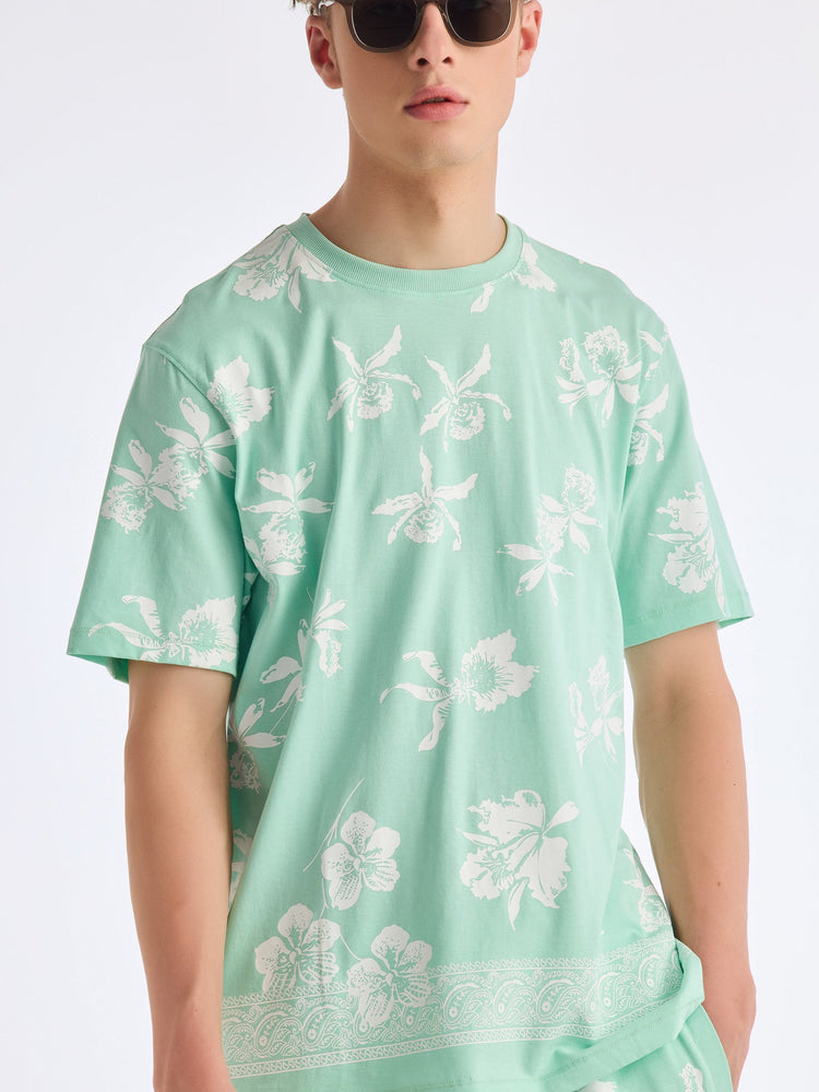 Green Printed Pure Cotton Co-Ords