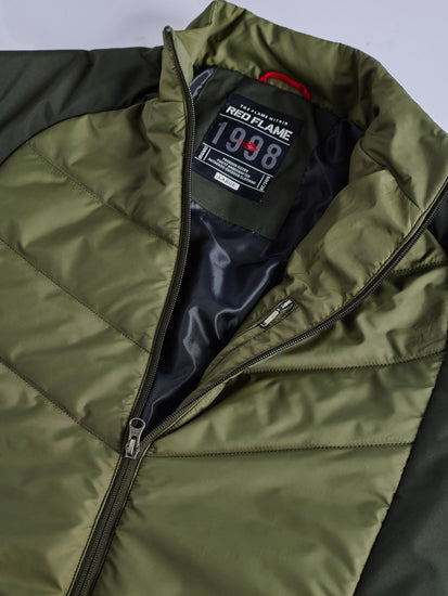 Green Colorblocked Quilted Jacket