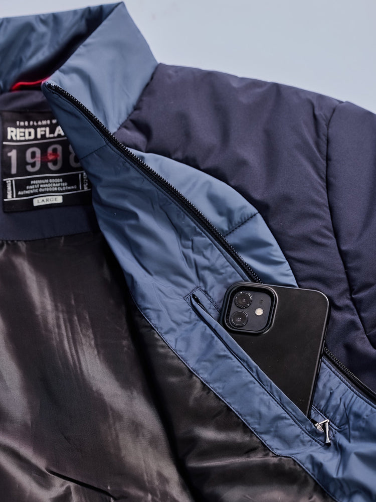 Navy Colorblocked Quilted Jacket