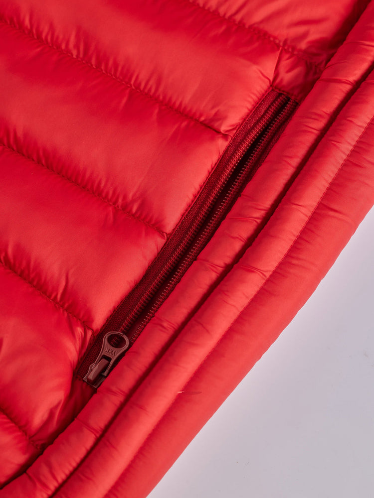 Red Sleeve Less Puffer Jacket
