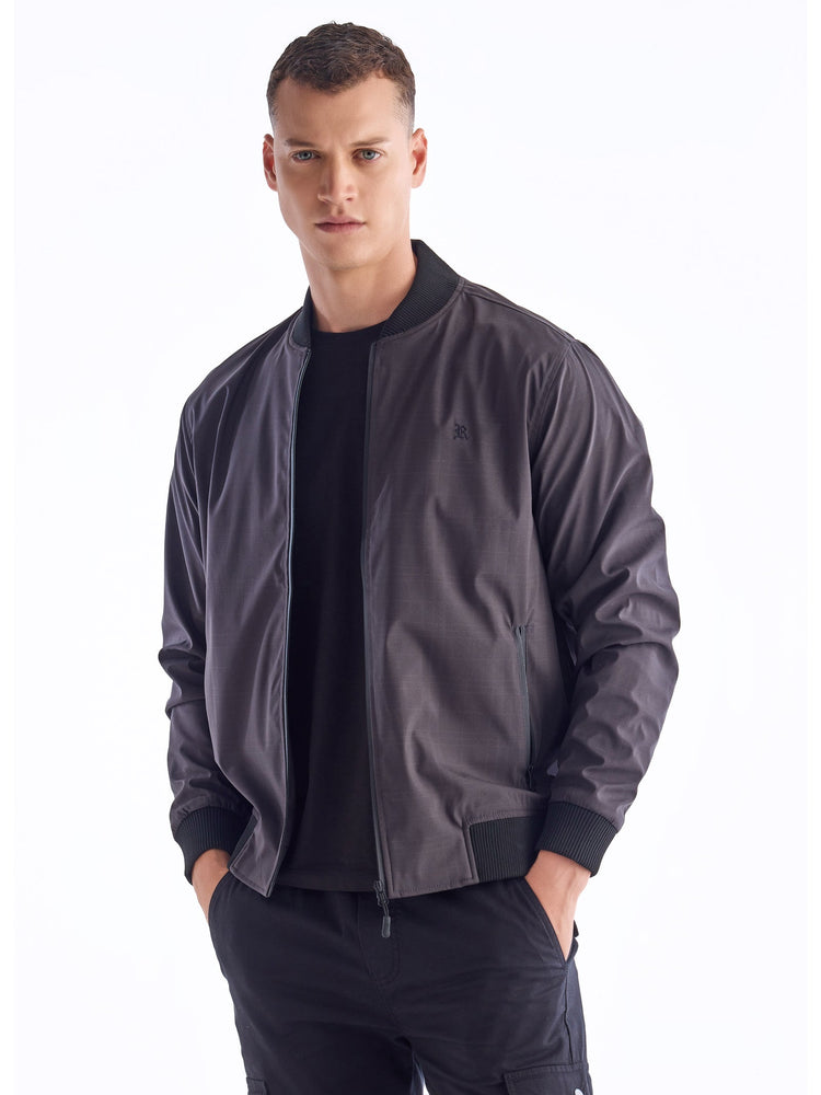 Grey Printed Bomber Jacket