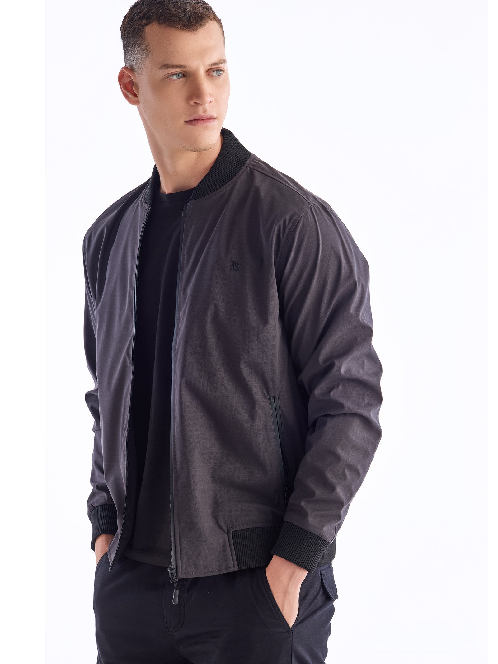 Grey Printed Bomber Jacket