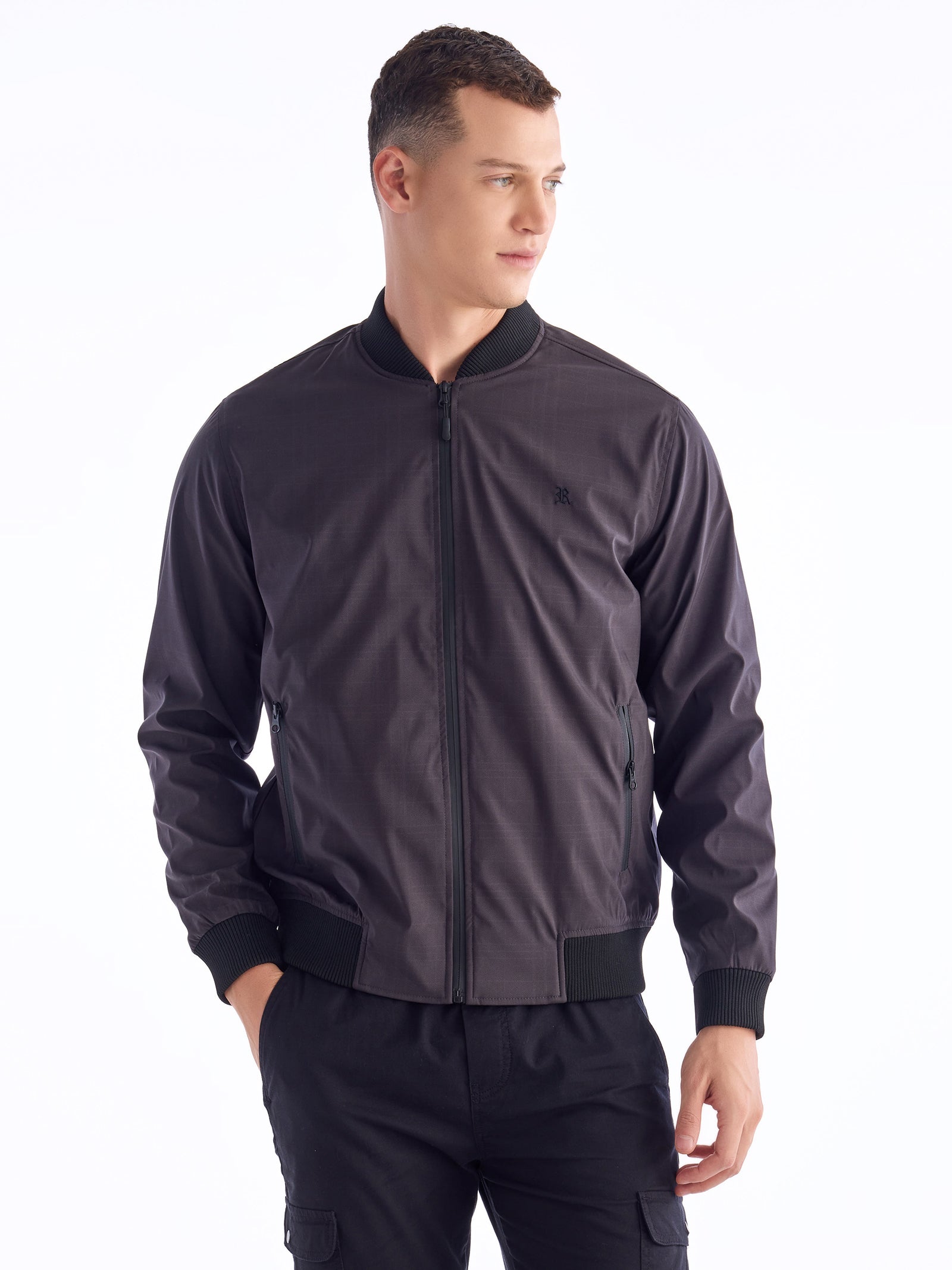 Grey Printed Bomber Jacket