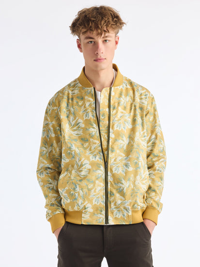 Yellow Digital Printed Bomber Jacket