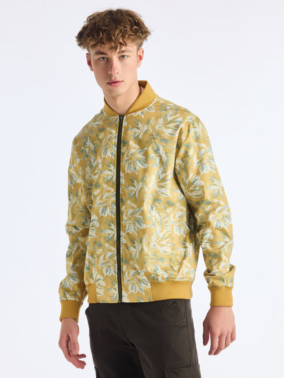 Yellow Digital Printed Bomber Jacket