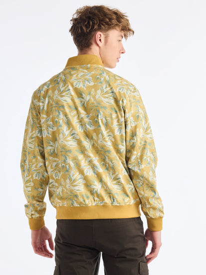 Yellow Digital Printed Bomber Jacket