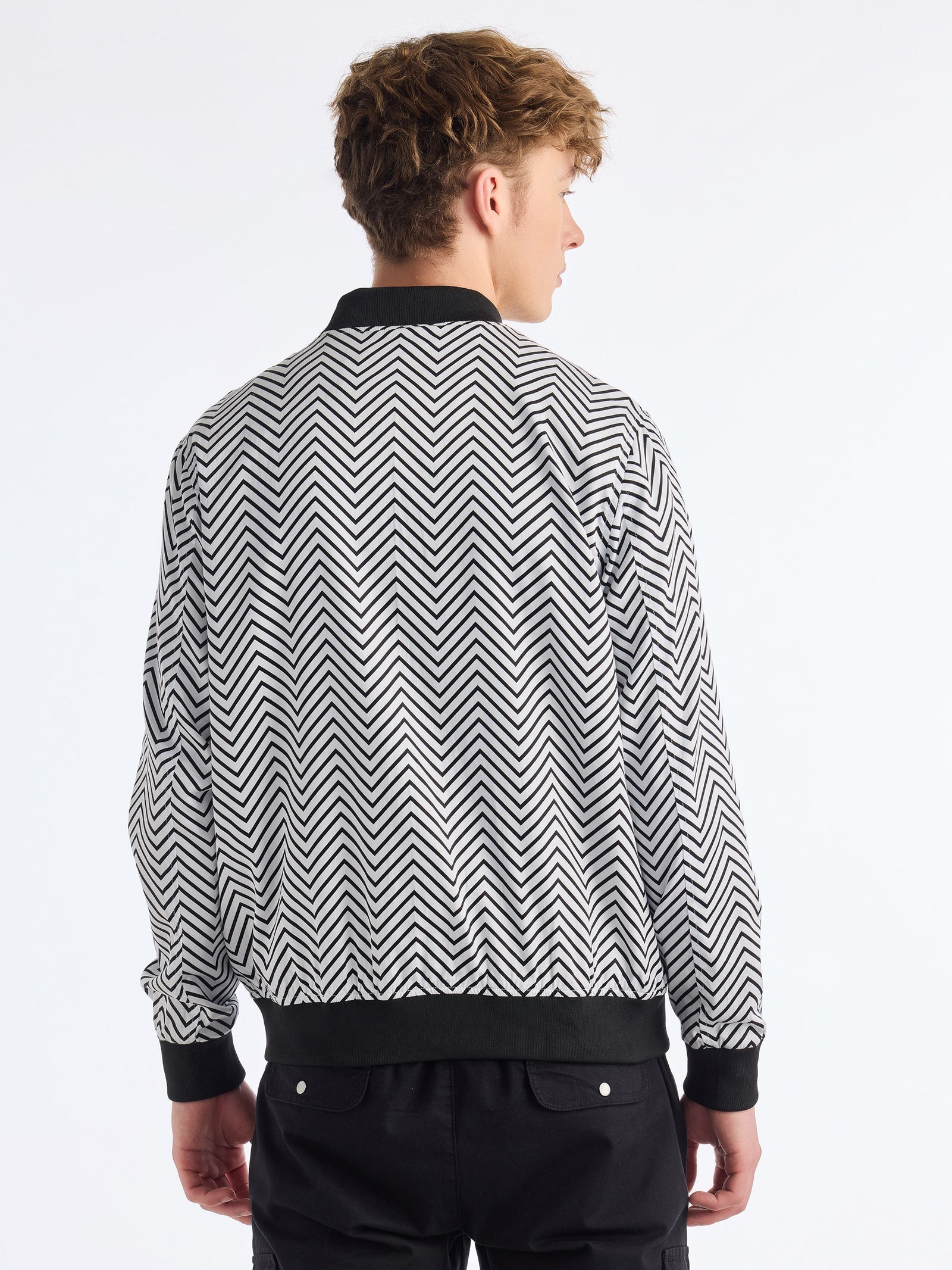 White Printed Bomber Jacket