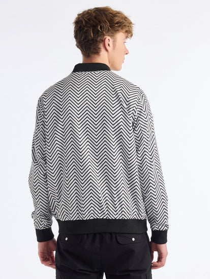 White Printed Bomber Jacket