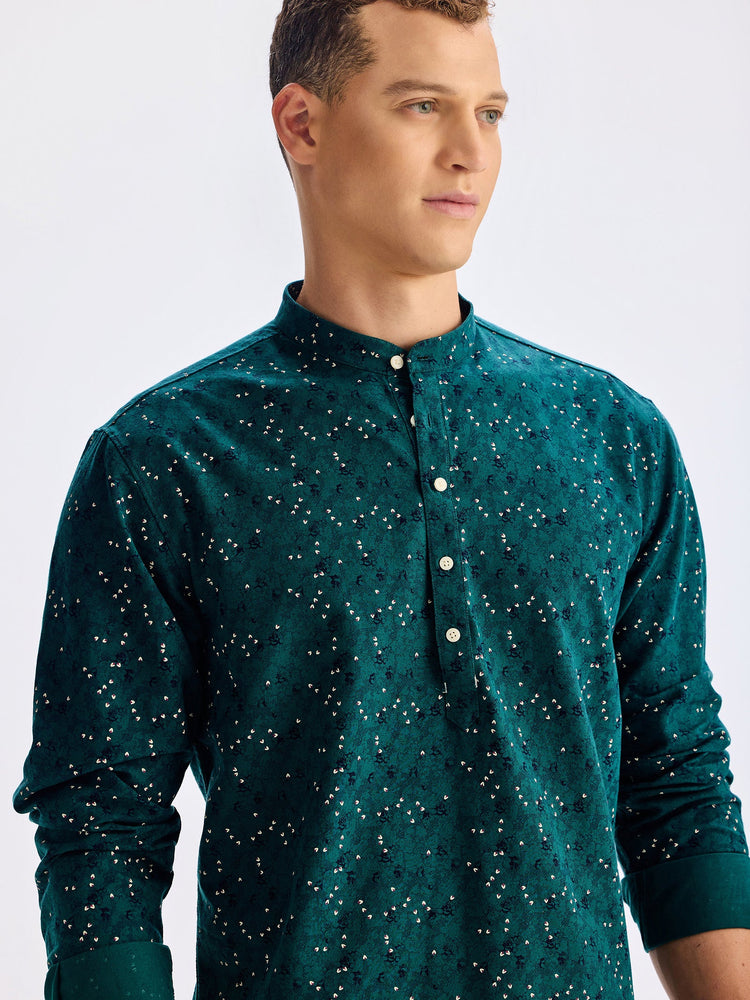 Green Printed Kurta