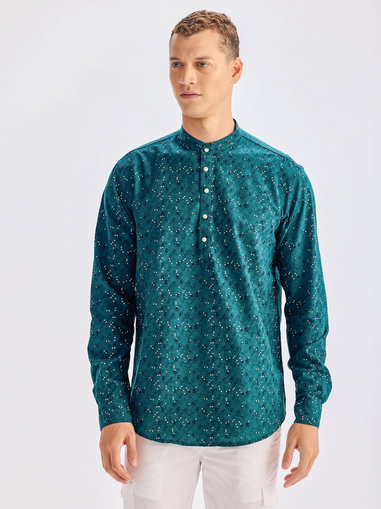 Green Printed Kurta