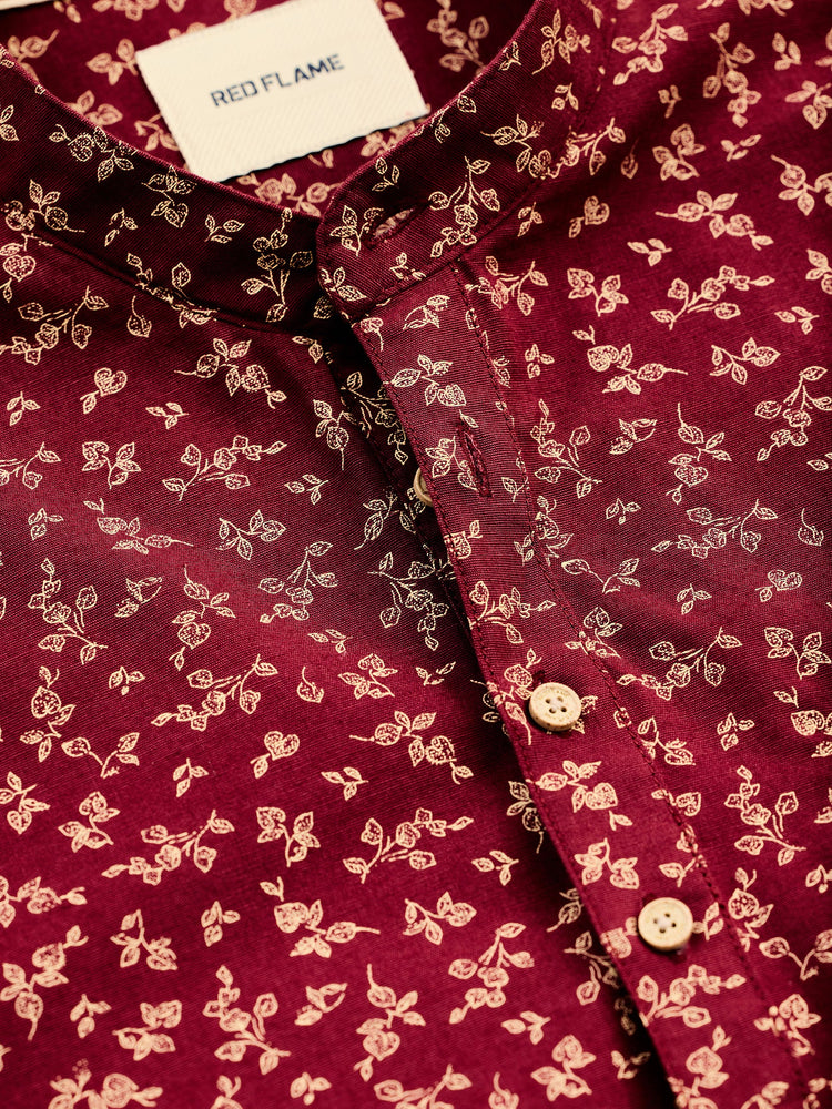 Maroon Printed Kurta