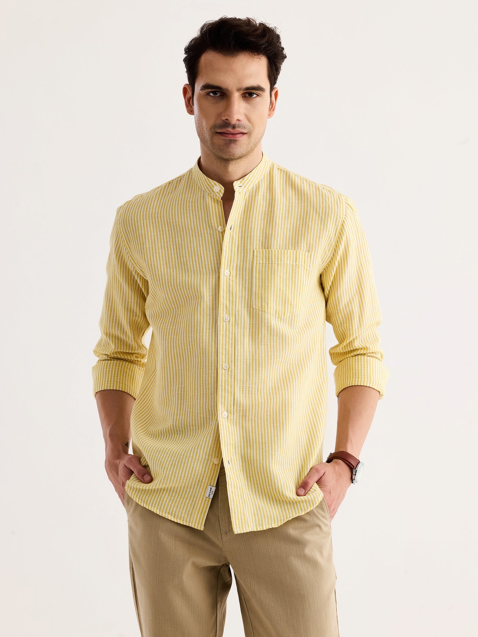 Yellow Striped Linen Shirt