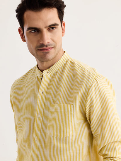 Yellow Striped Linen Shirt