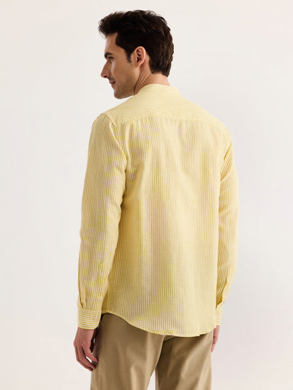 Yellow Striped Linen Shirt