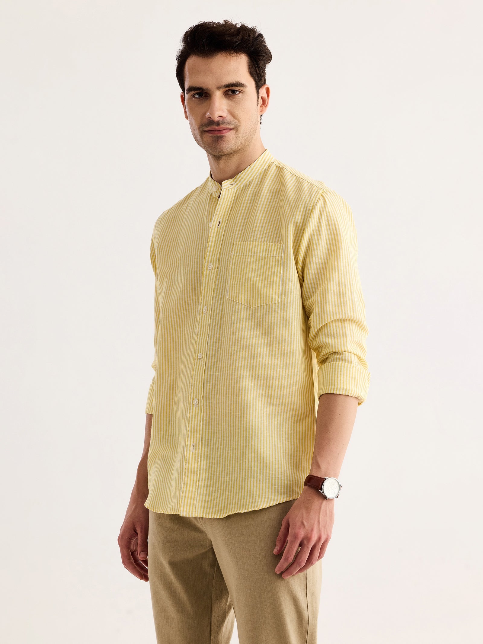 Yellow Striped Linen Shirt