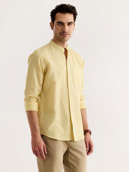Yellow Striped Linen Shirt