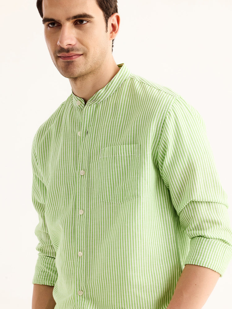 Green Striped Linen Shirt