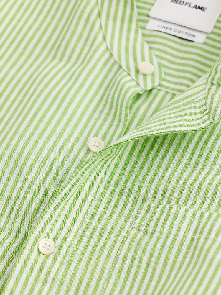 Green Striped Linen Shirt