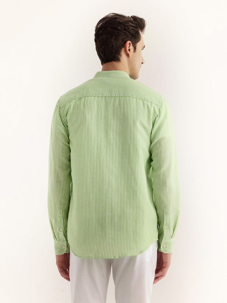 Green Striped Linen Shirt