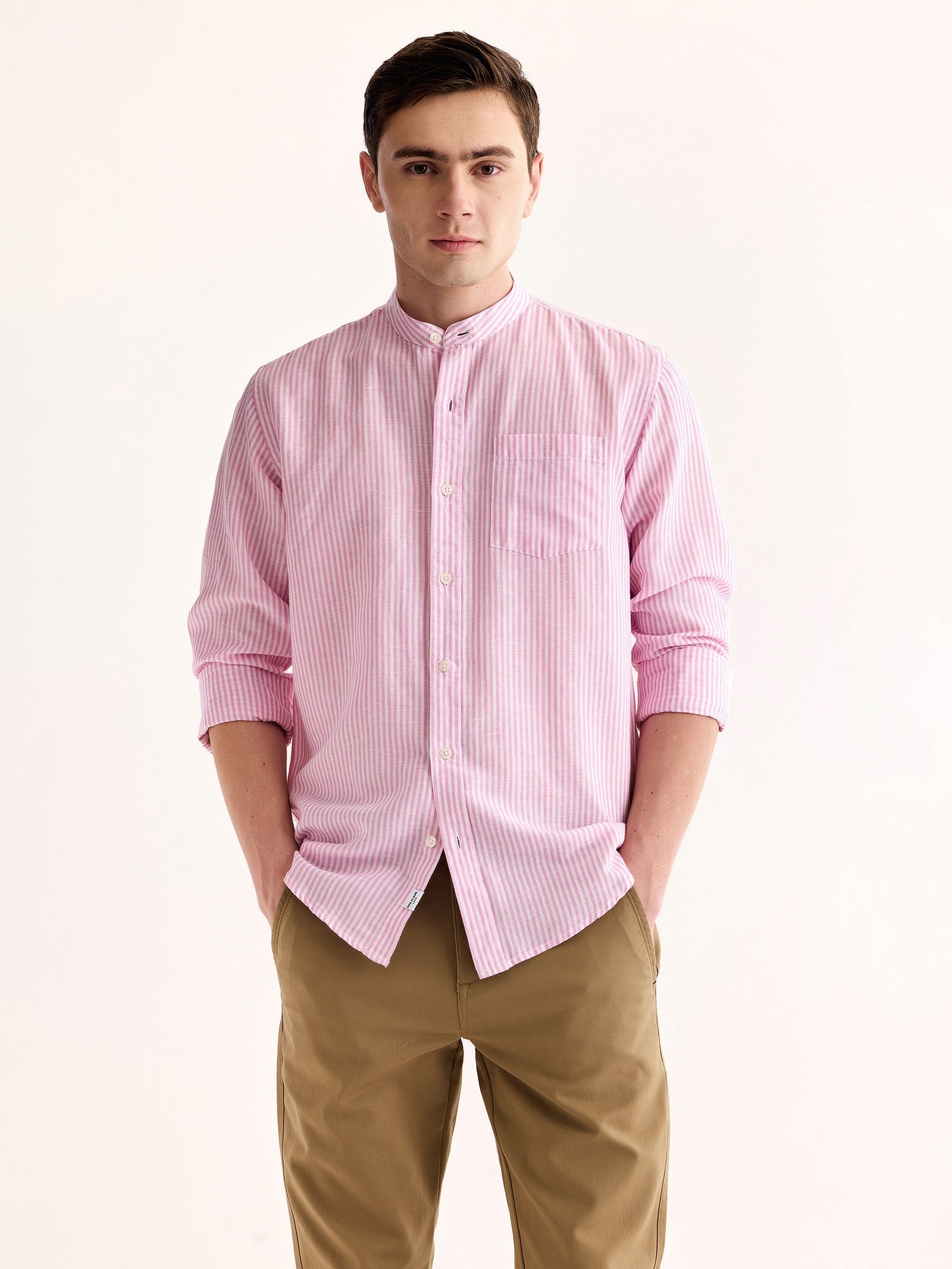 Pink Striped Linen Shirt