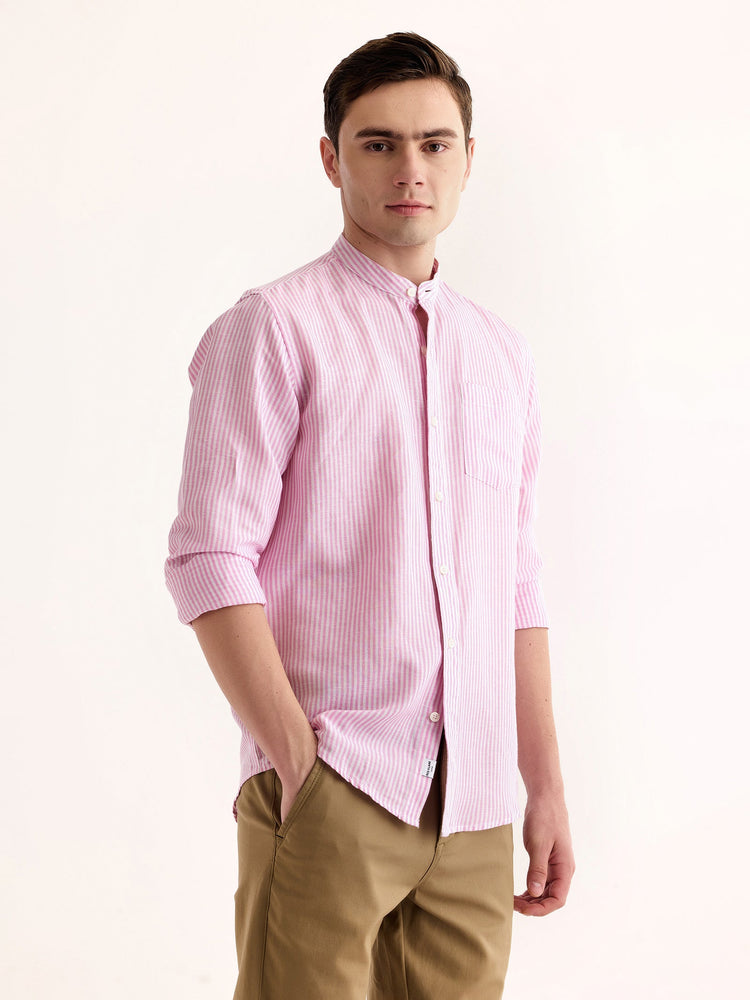 Pink Striped Linen Shirt