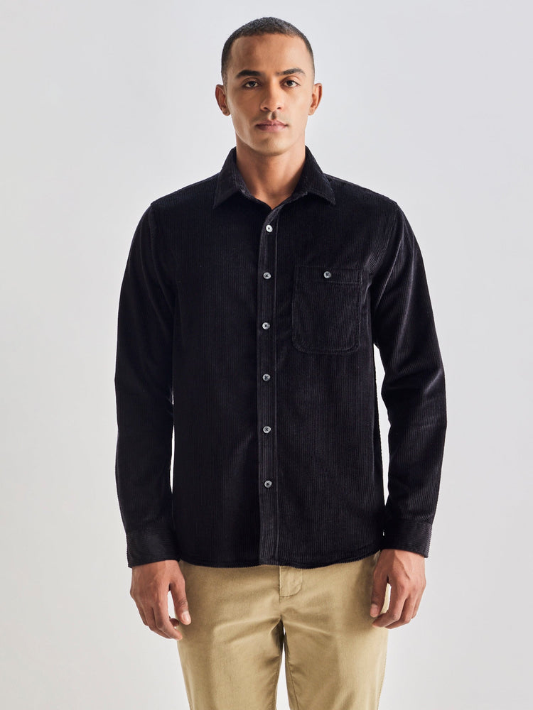 Black Corduroy Over Shirt