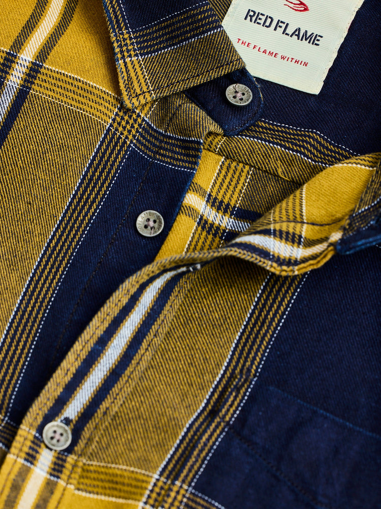 Olive Denim Checked Shirt