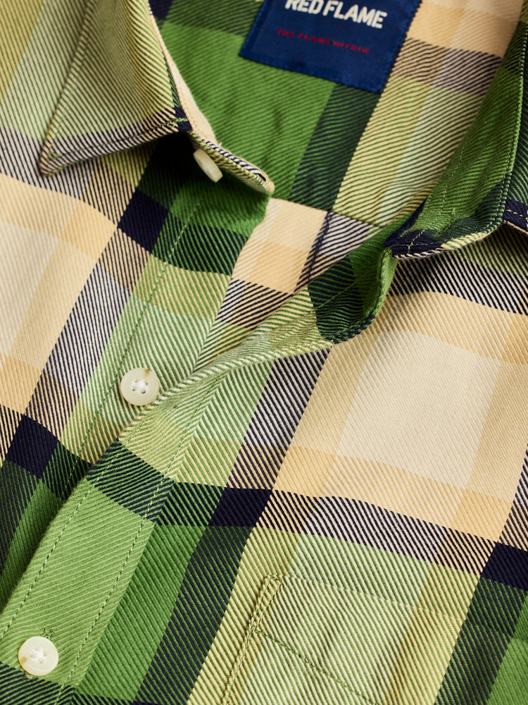 Green Pure Cotton Checked Shirt