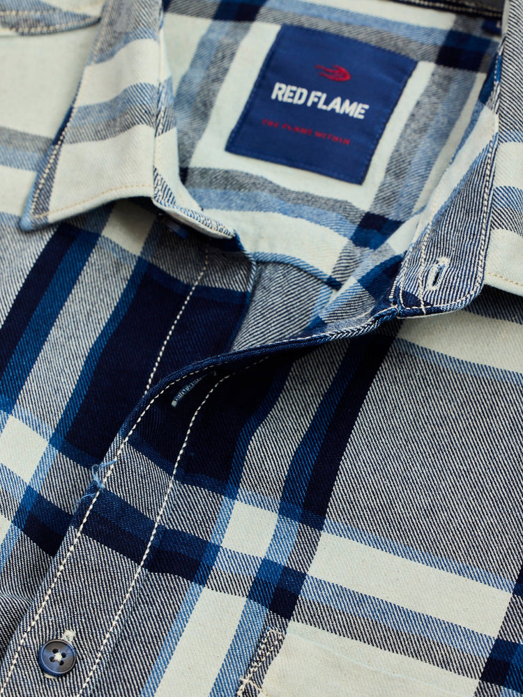 Navy Checked Denim Shirt