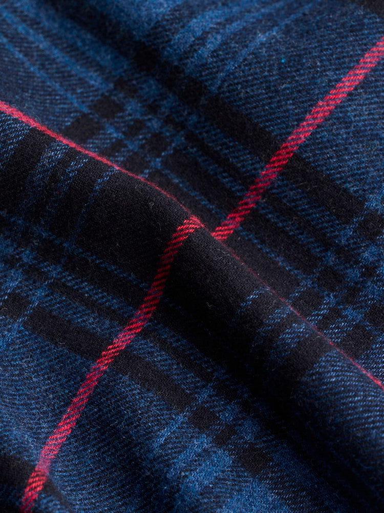 Navy Pure Cotton Checked Shirt