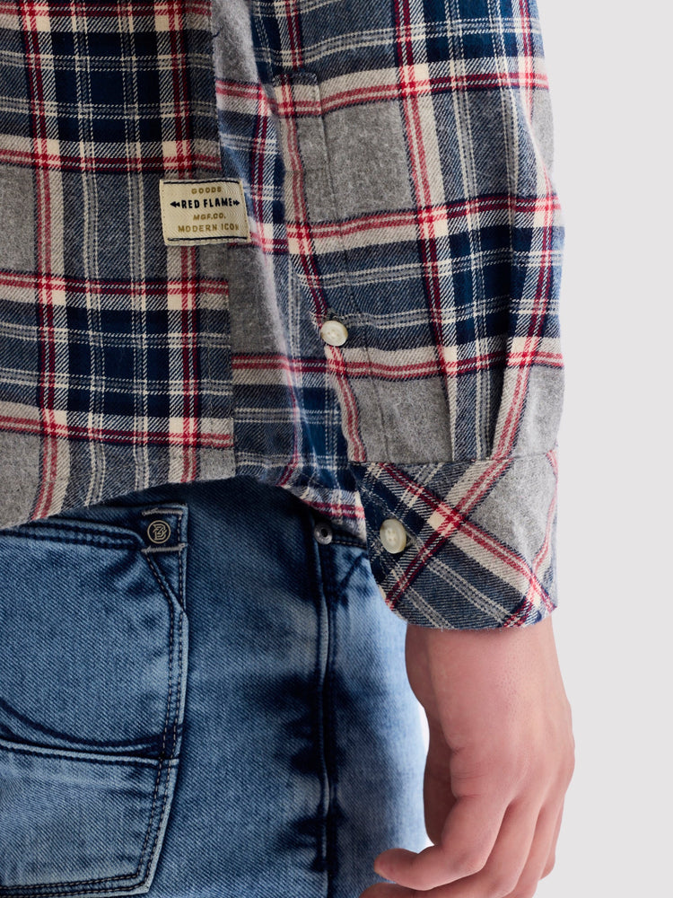 Grey Brushed Cotton Checked Shirt