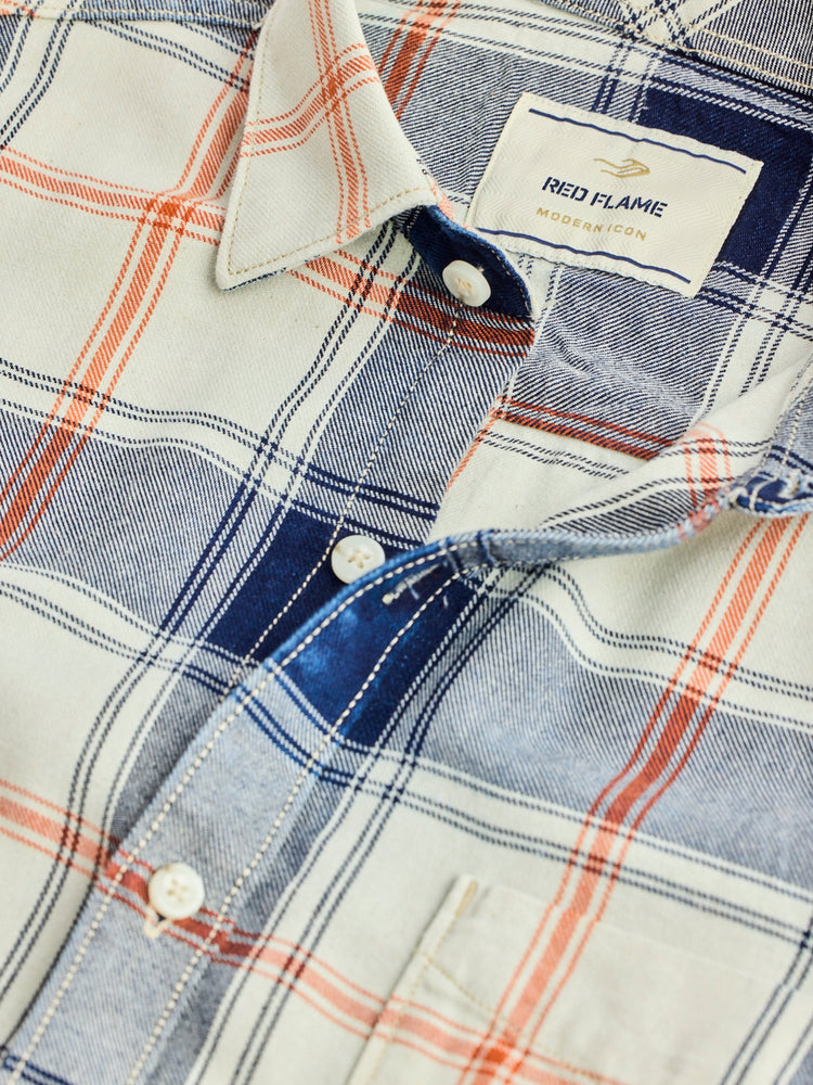 Cream Denim Checked Shirt