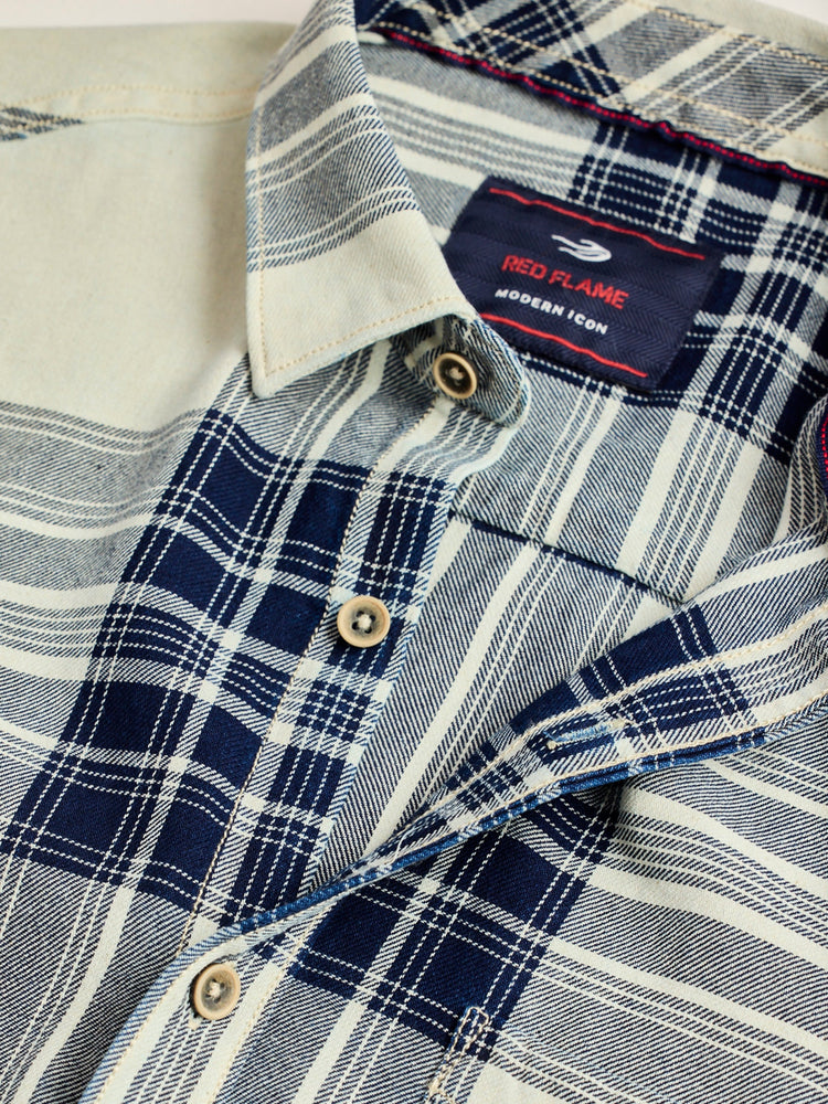 Grey Pure Cotton Checked Shirt