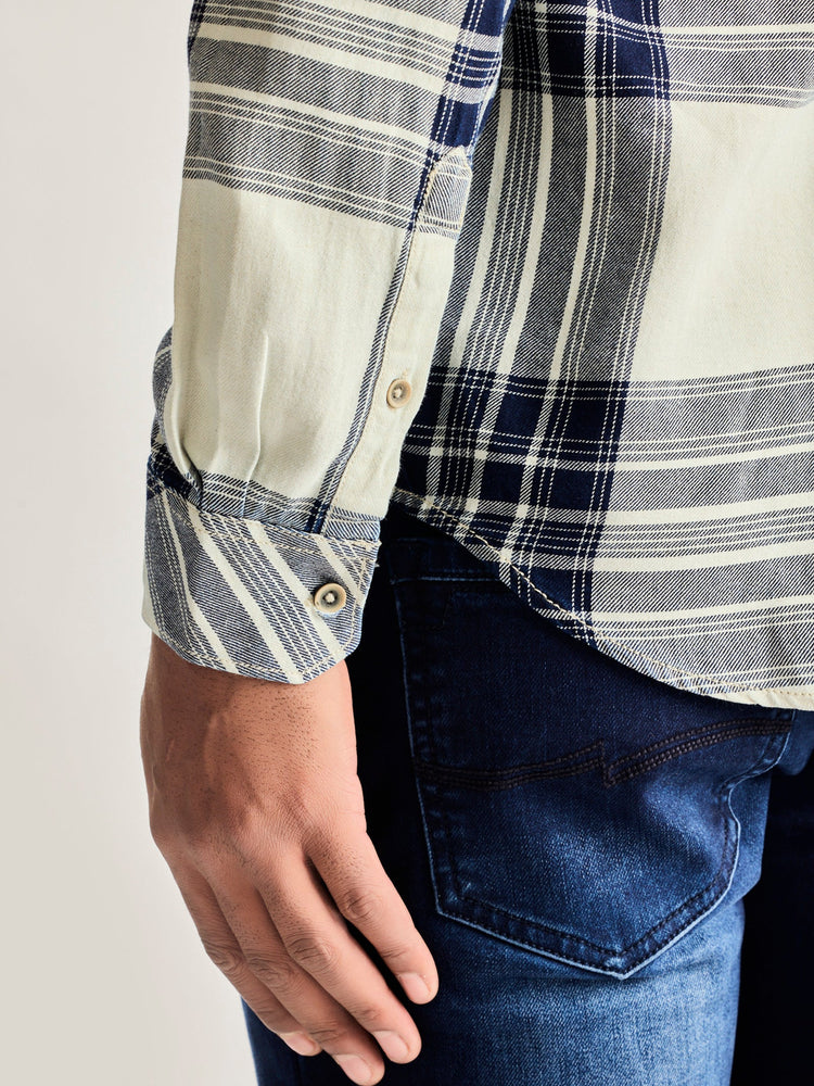 Grey Pure Cotton Checked Shirt