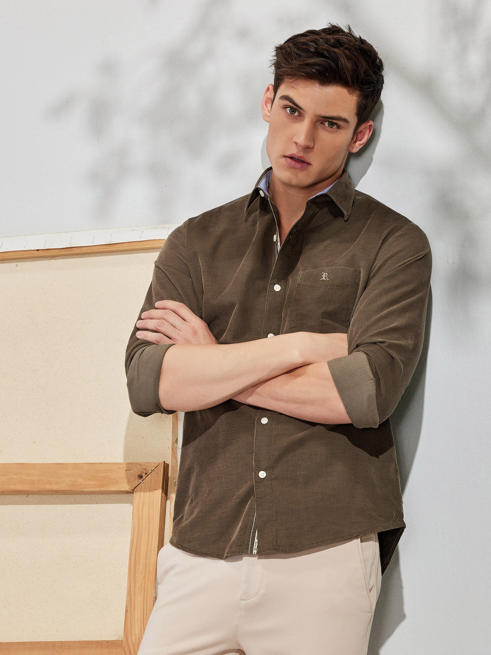 Olive Fine Corduroy Shirt