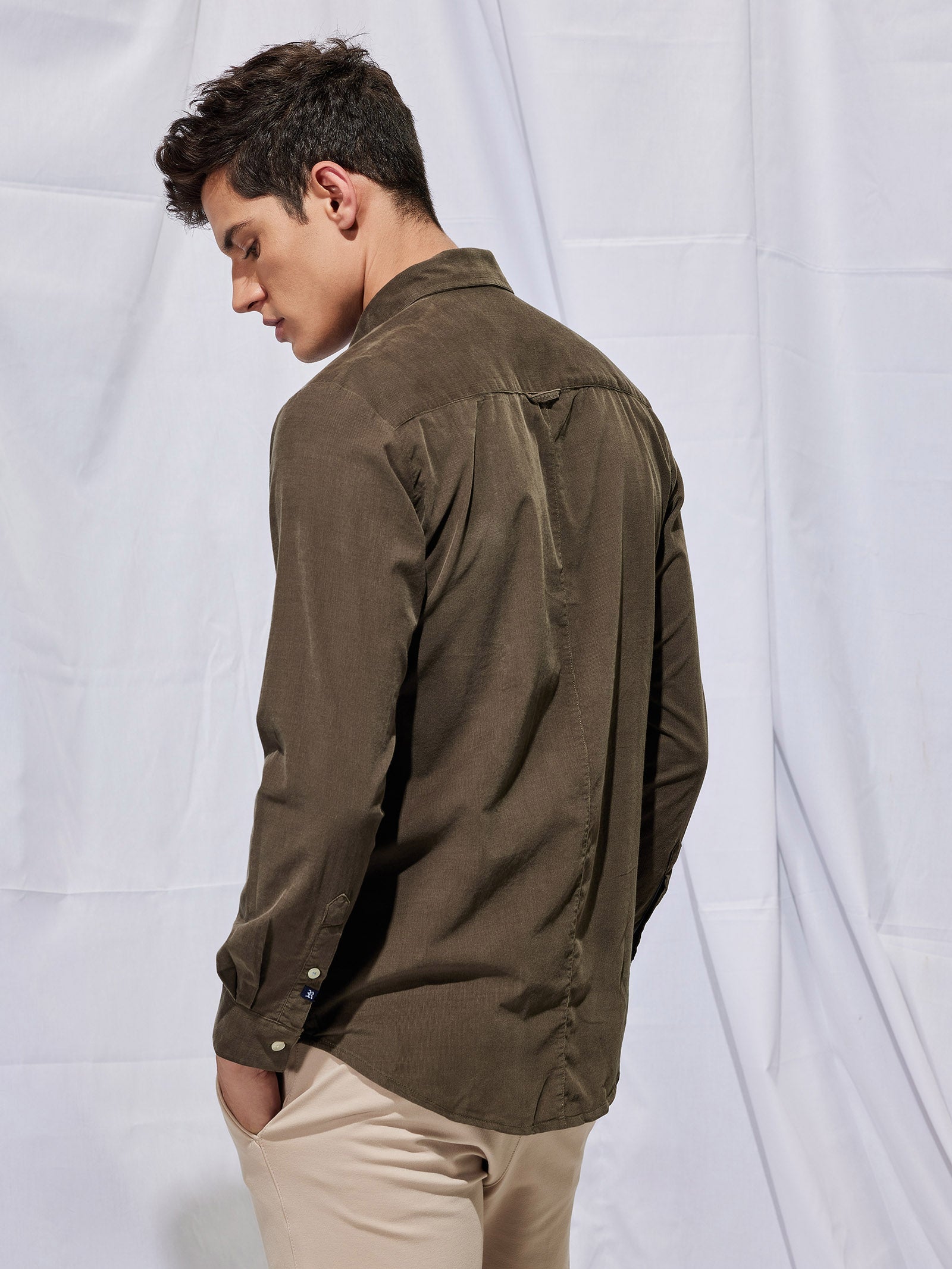 Olive Fine Corduroy Shirt