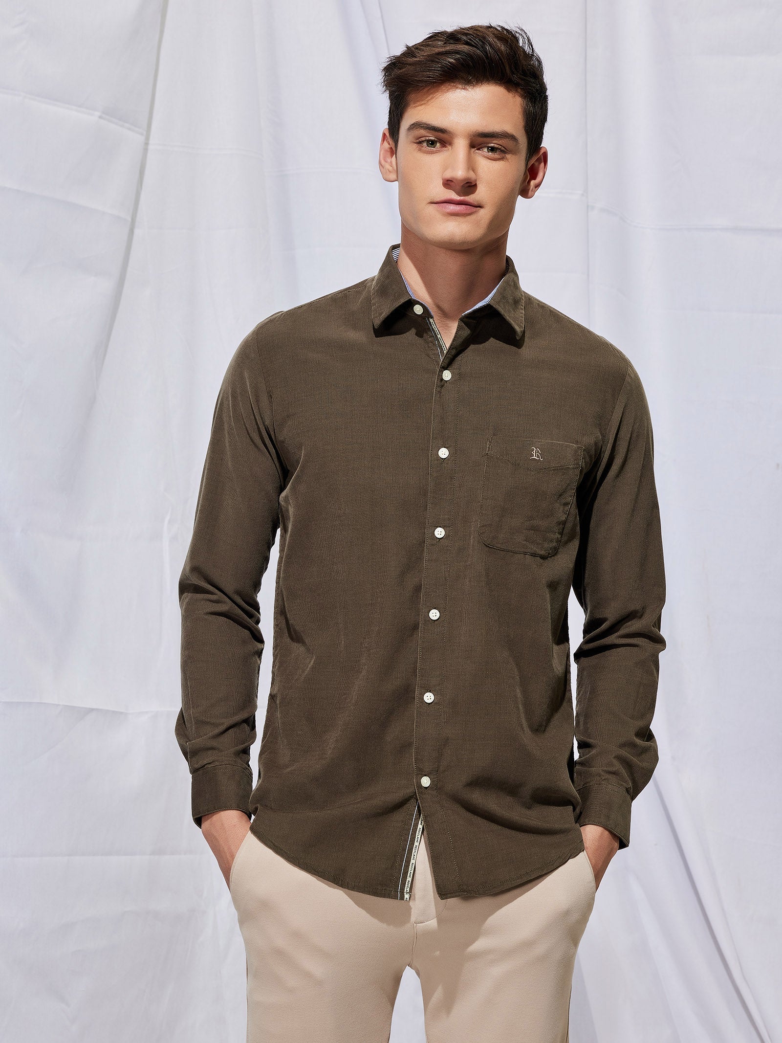 Olive Fine Corduroy Shirt
