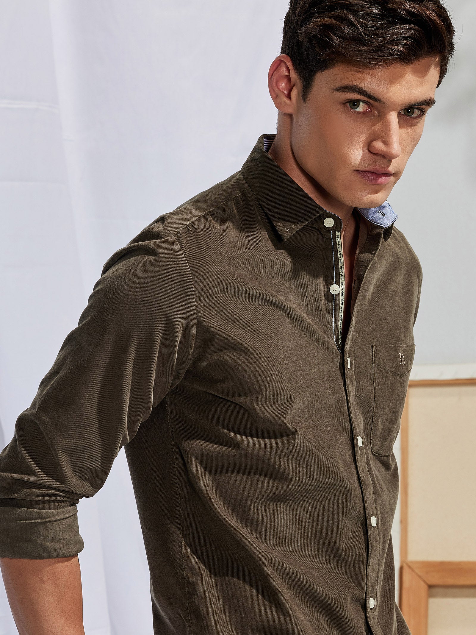 Olive Fine Corduroy Shirt