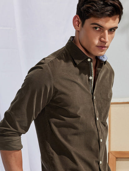 Olive Fine Corduroy Shirt