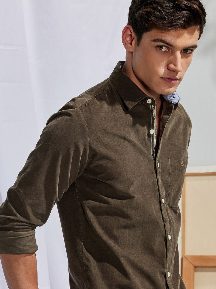 Olive Fine Corduroy Shirt
