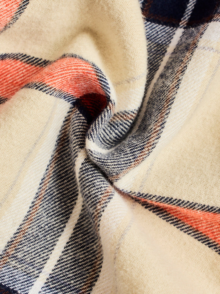 Cream Brushed Cotton Checked Shirt