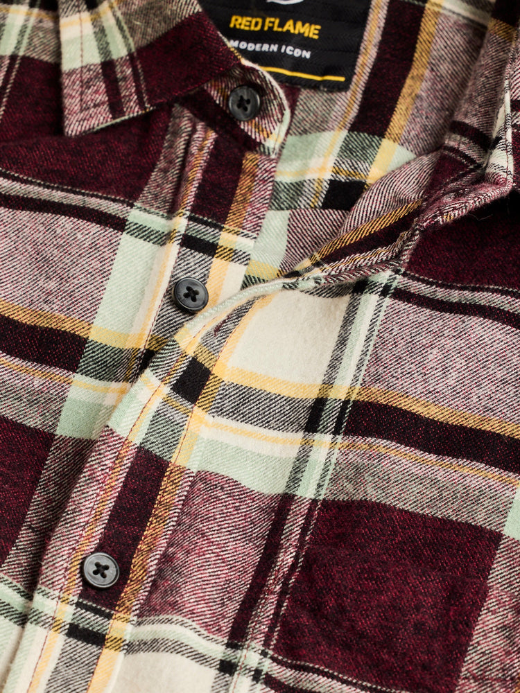 Brown Brushed Cotton Checked Shirt