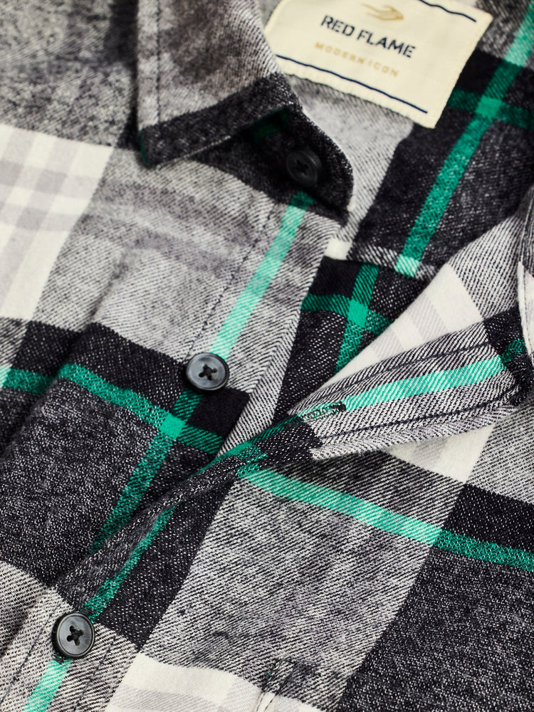 Grey Brushed Cotton Checked Shirt